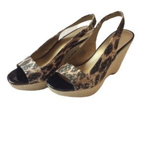 Anne Klein Fortuna brown/black platform Wedge 9.5